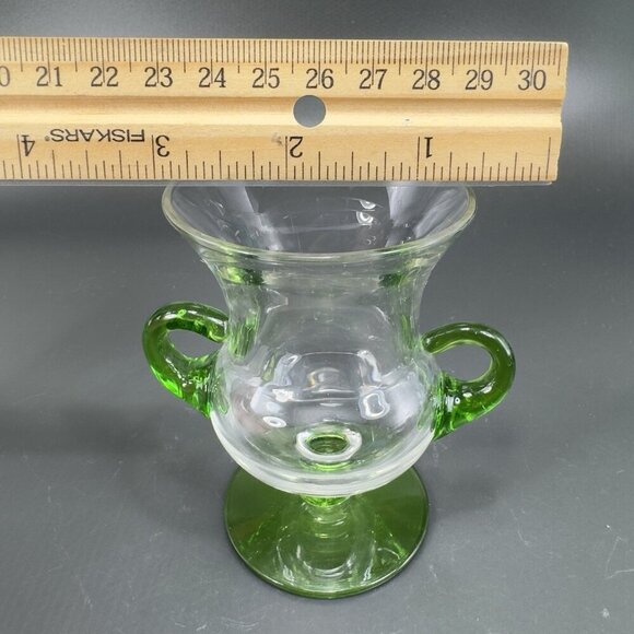 1980s Venetian Glass Small Vase With Applied Handles Toothpick Holder Italian - Picture 3 of 9